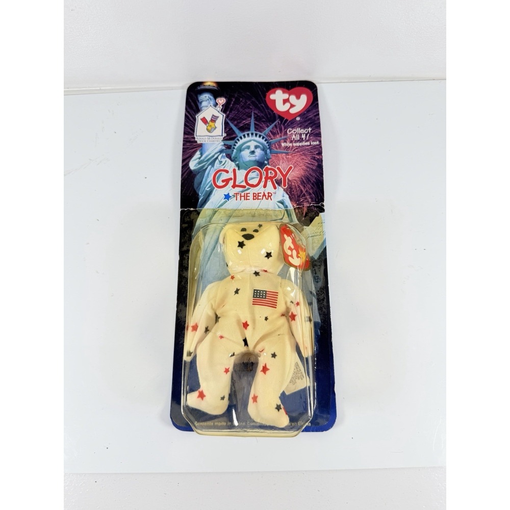 Ty Teenie Beanie Baby Glory the Bear USA 1999 Mcdonalds- Unopened/Damaged Box